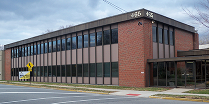 Mid-century brick and glass commercial building